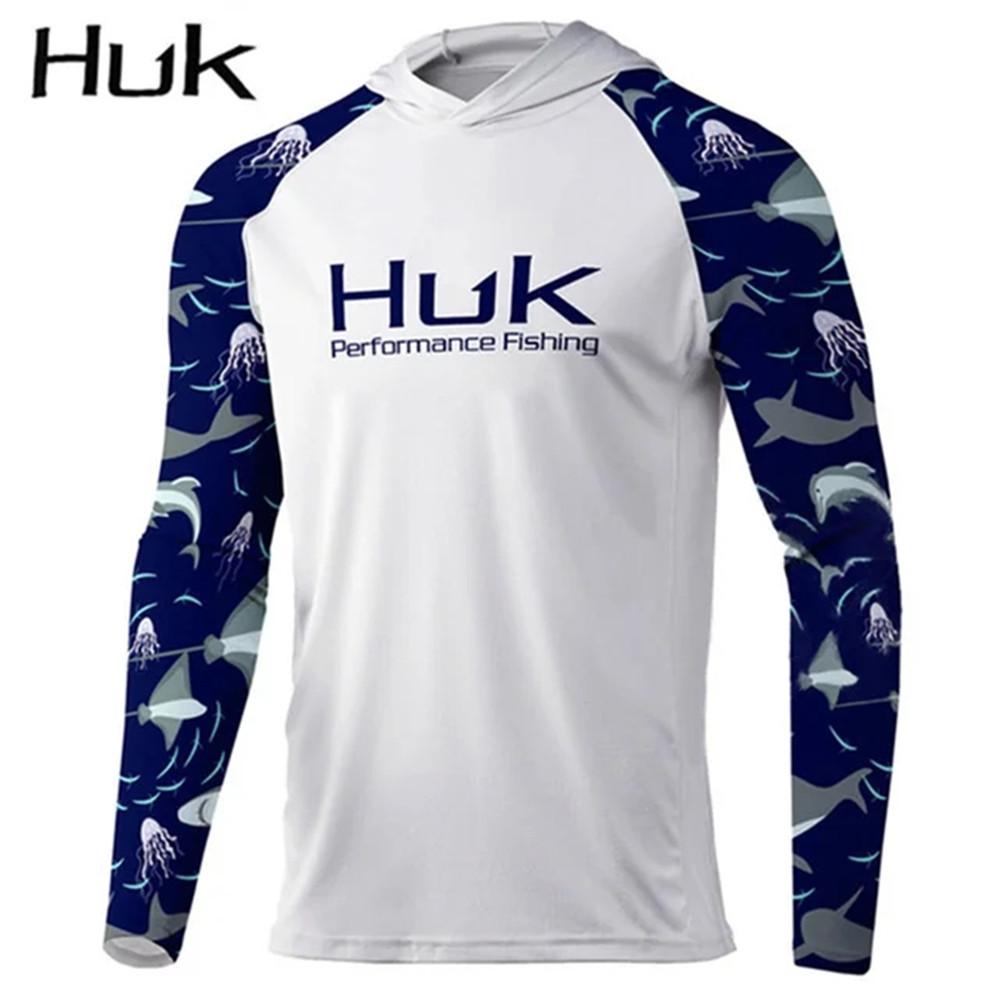 HUK fishing suit men's summer upf + 50 ice silk breathable and quick-drying fishing hooded long-sleeved Luya fishing suit