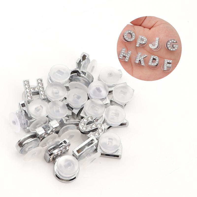 1 шт. Шармы для обуви Блестящие Стразы Буква Кристалл Алфавит Шарм для обуви Украшения Ювелирные изделия Слайдер Браслет Наручные повязки Аксессуар