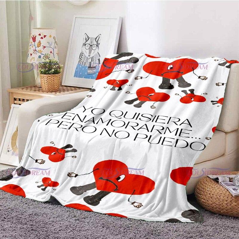 Одеяло с рисунком Bad Bunny, фланелевые одеяла, теплые плюшевые флисовые одеяла в стиле поп-латиноамериканской музыки для взрослых, диванное постельное белье, всесезонное