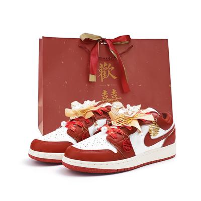Air Jordan 1 Низкие Винтажные Баскетбольные Кроссовки с Устойчивой к Скольжению и Износу Подошвой Женские Красные FJ3465-160(Team746-SBOX)