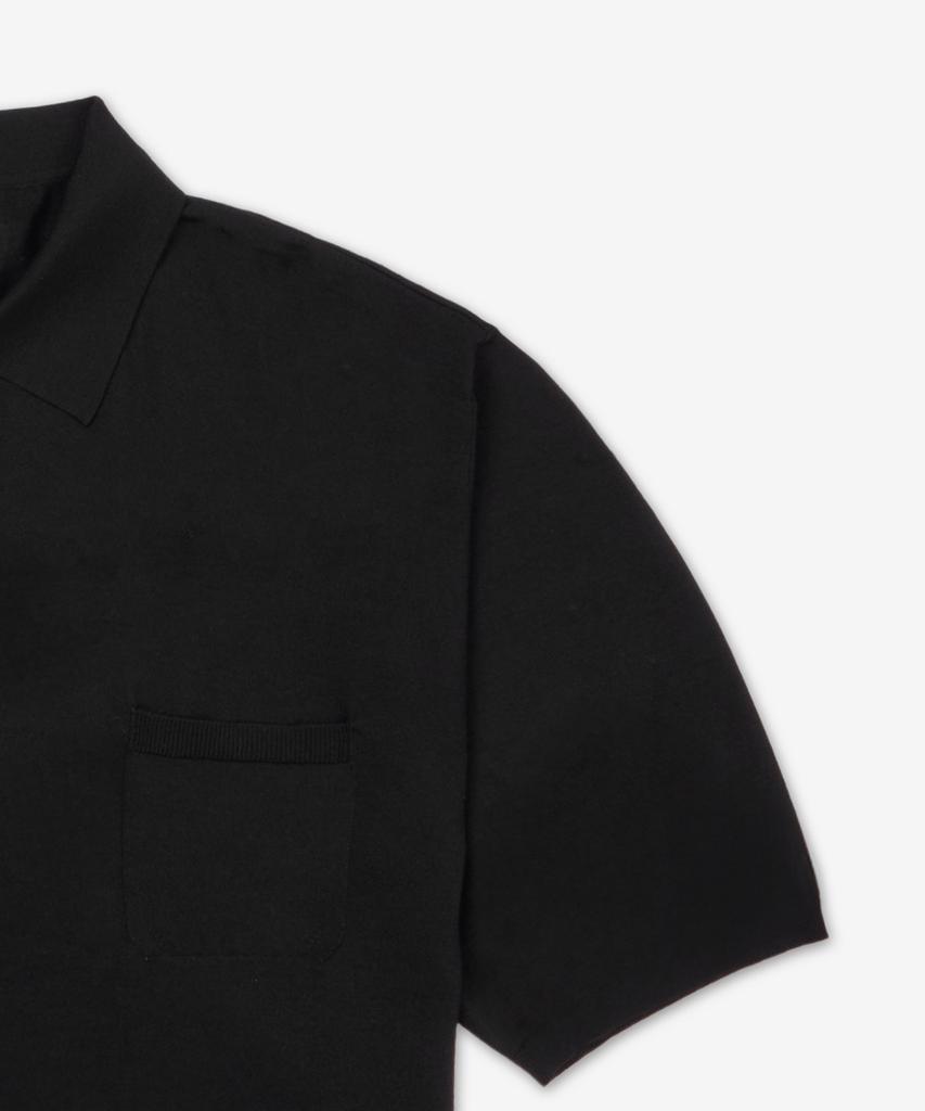 SAINT LAURENT Wool Polo Short Sleeve Knit - Black / 821733Y77As1000