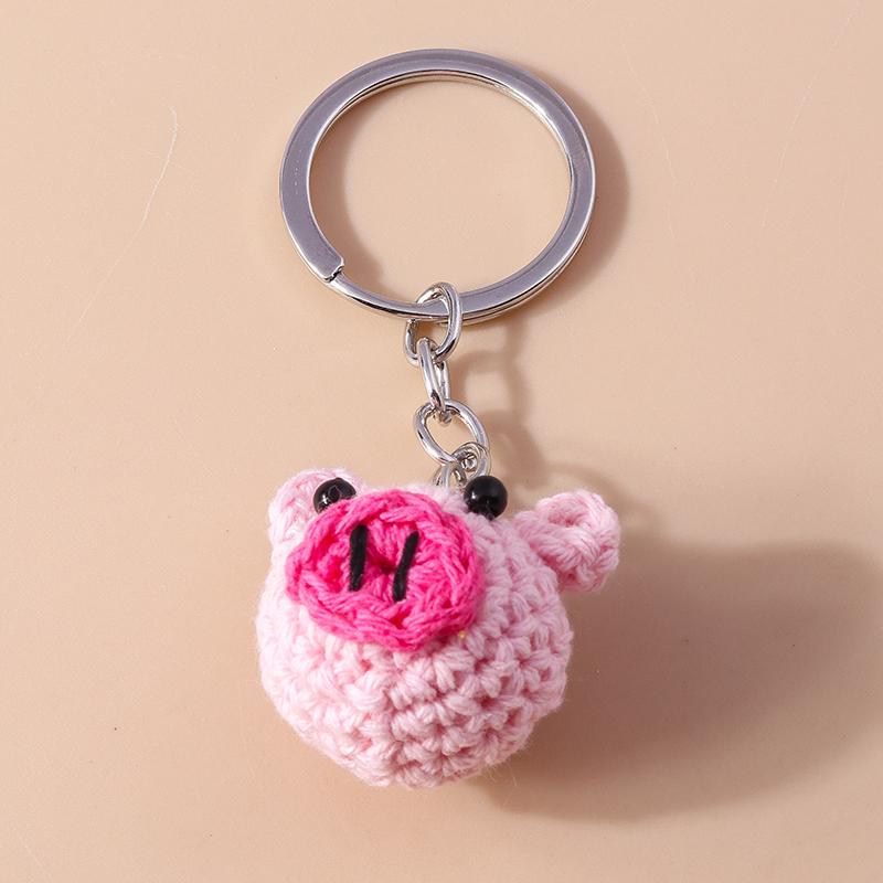 Cute Handmade Knitted Animal Keychain Crocheted Frog Keyring Pendant Key Holder for Women Girls Handbag Charms DIY Jewelry Gifts