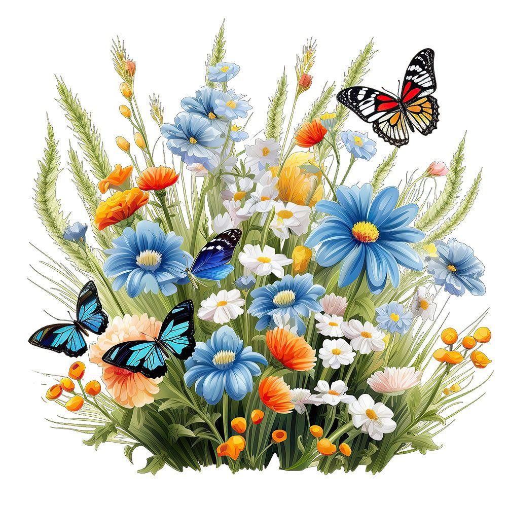 Easy To Paste Butterfly Flower Removable Stickers Mildew-proof Toilet Lid Decals Wall