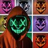 Светодиодная светящаяся черная маска V-образной формы для вечеринки на Хэллоуин, повседневная маска холодного света, маска ужасов на Хэллоуин, маска светящаяся для танца призраков на Фестивале призраков