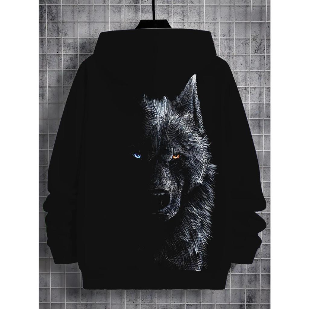 Новое аниме худи, детская одежда с 3D мультяшным волком, подходит и для мальчиков, и для девочек, осенняя одежда с длинным рукавом, подходит для детей в возрасте 5-14 лет