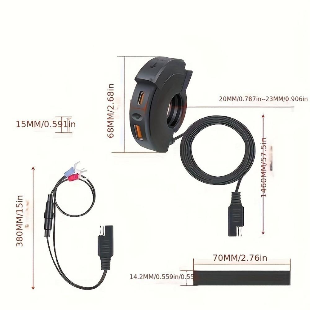 Быстросъемное USB-зарядное устройство для мотоцикла - тонкое универсальное крепление на ручку с быстрой зарядкой QCPD DC 12-24 В