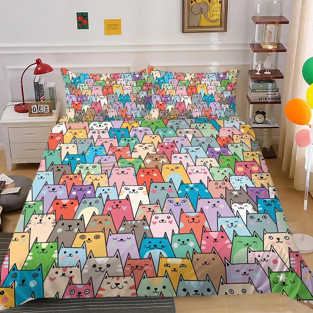 Cartoon Cute Animals Duvet Cover Colorful Lovely Comic Duck Polyester for Kids Boy Girls for Bedroom Decoration Queen King Size