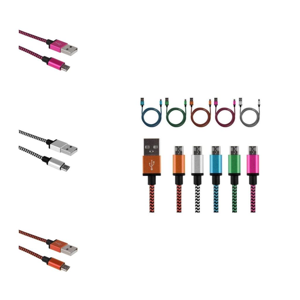 Вневременной дизайн 3/6/10 футов Алюминиевый плетеный кабель Micro USB для синхронизации данных и зарядки для вашего телефона Android