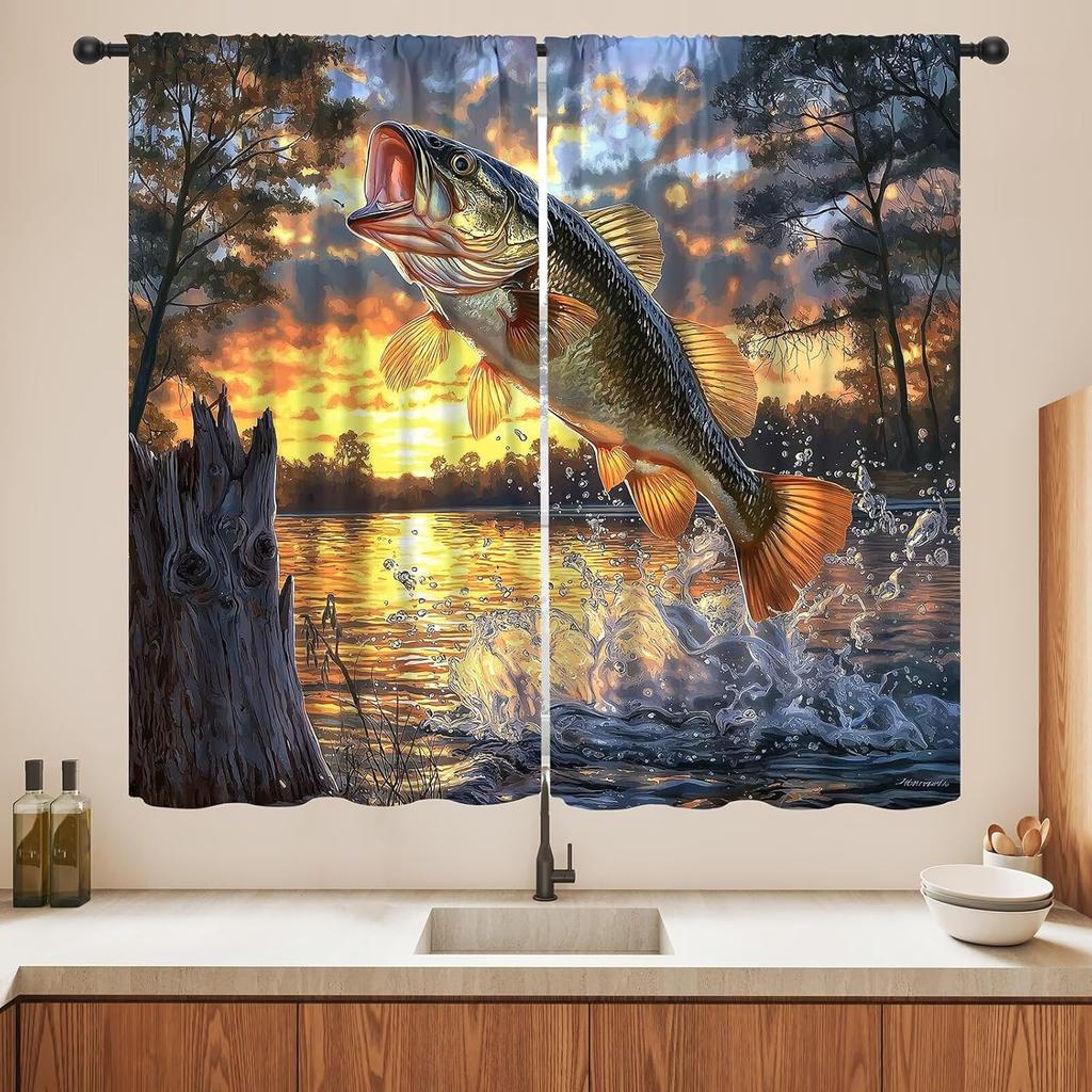 Blackout Wolf Curtains Retro Nature Wildlife Drapes Aurora Forest Wolves Animal Pattern Window Treatments Curtain Living Made Of Polyester Washable