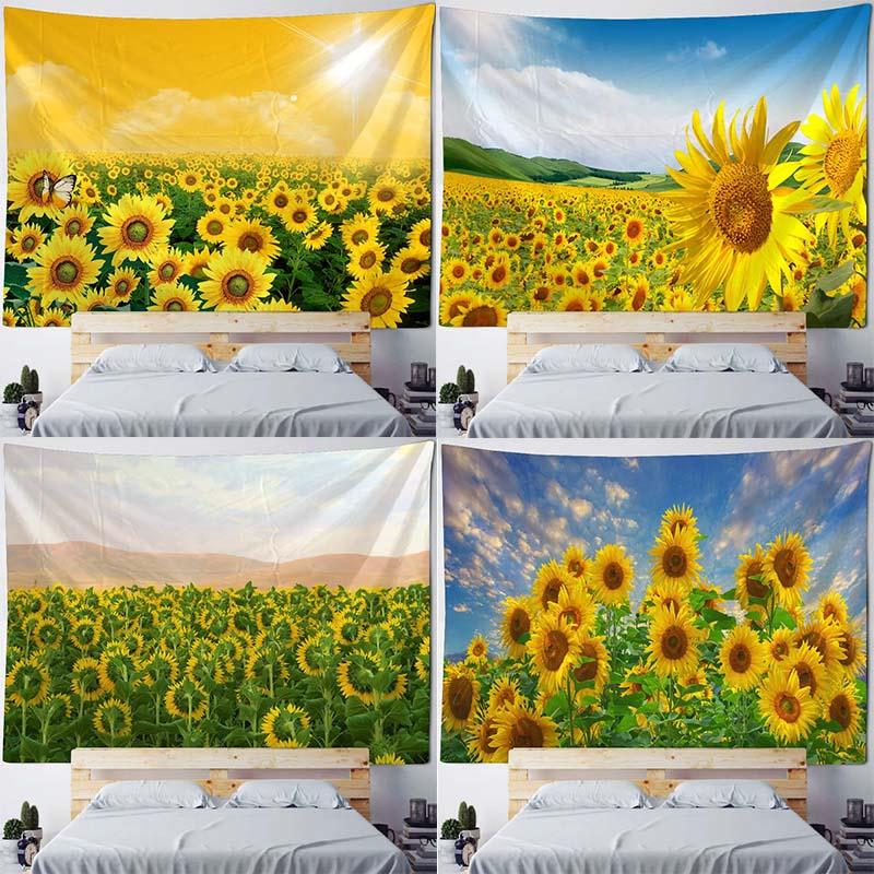 Beautiful Sunflower Field Tapestry Office Living Room Tapestry Home Wall Decoration Tapestry