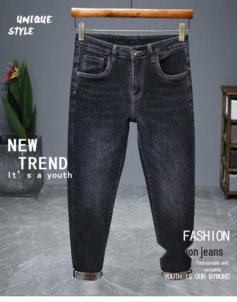 Мужские зимние джинсы Douyin Trendy Slim Fit с высокой эластичностью — удобная, экономичная и стильная корейская мода.