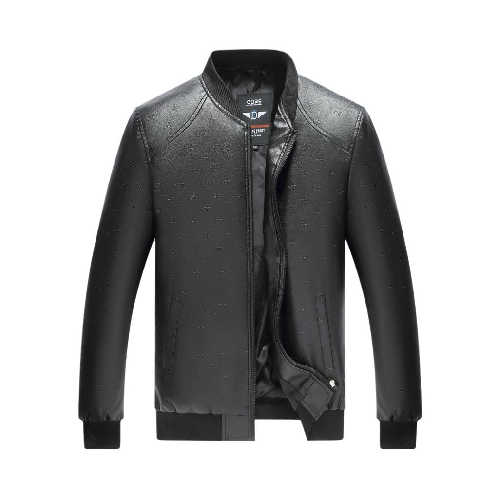 Spring And Autumn New Leather Jacket Men'S Jacket Three-Dimensional Embossed High-End Baseball Jersey Trendy Leather Jacket