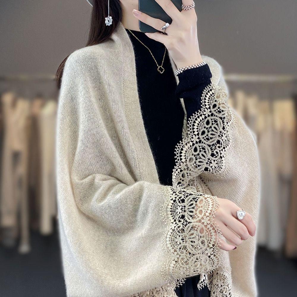 Women Lace Edge Scarf Skin Friendly Cloak Shawl Fashion Cardigan Top
