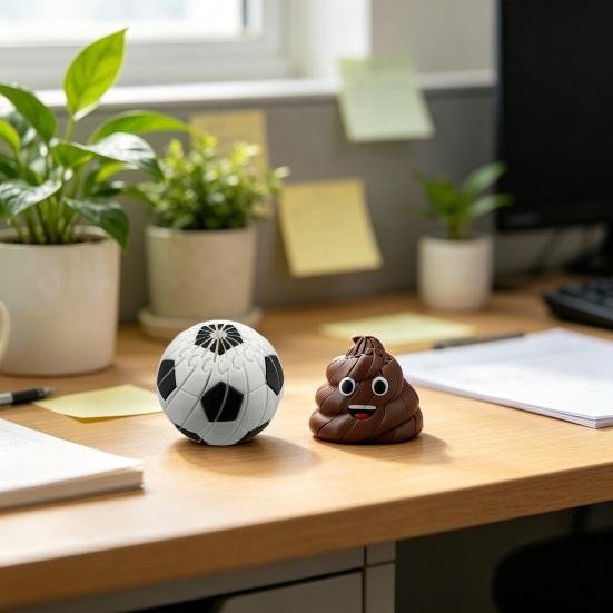 3D Printed Twisting Football Toy, Stress Relief Slippery Soccer Toy, Articulated Spiral Rotating Cartoon Shit Fidget Desk Toy, Party Favors