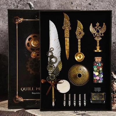 Винтажная ручка для каллиграфии, набор перьевых ручек с перьями, канцелярские принадлежности, перо, креативная ручка для письма в стиле ретро, ​​школьные канцелярские принадлежности