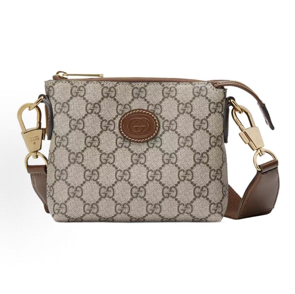Gucci Double G Series Double G Logo Removable Shoulder Strap Canvas And Leather Trim Single Shoulder Crossbody Bag Men'S Style