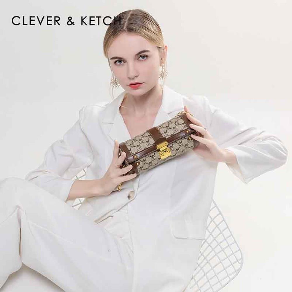 Легкая роскошная сумка через плечо с цепочкой, сумка через плечо, сумка-цилиндр, маленькая круглая сумка для отправки подруге, длина 20 см, ширина 9 см, высота 9 см