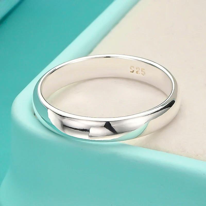 Fine 925 Sterling Silver Smooth 7-10# Ring for Women Wedding Engagement Fashion Charm Jewelry