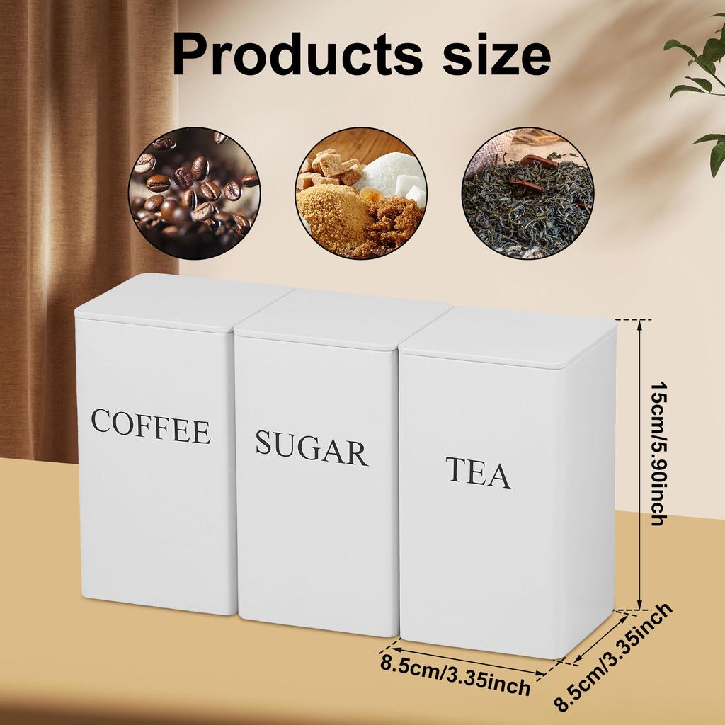 3Pcs Coffee Bean Organizer Kitchen Tea Coffee Sugar Canisters Set With Lid Metal Food Storage Cans For Kitchen Storage Supplies