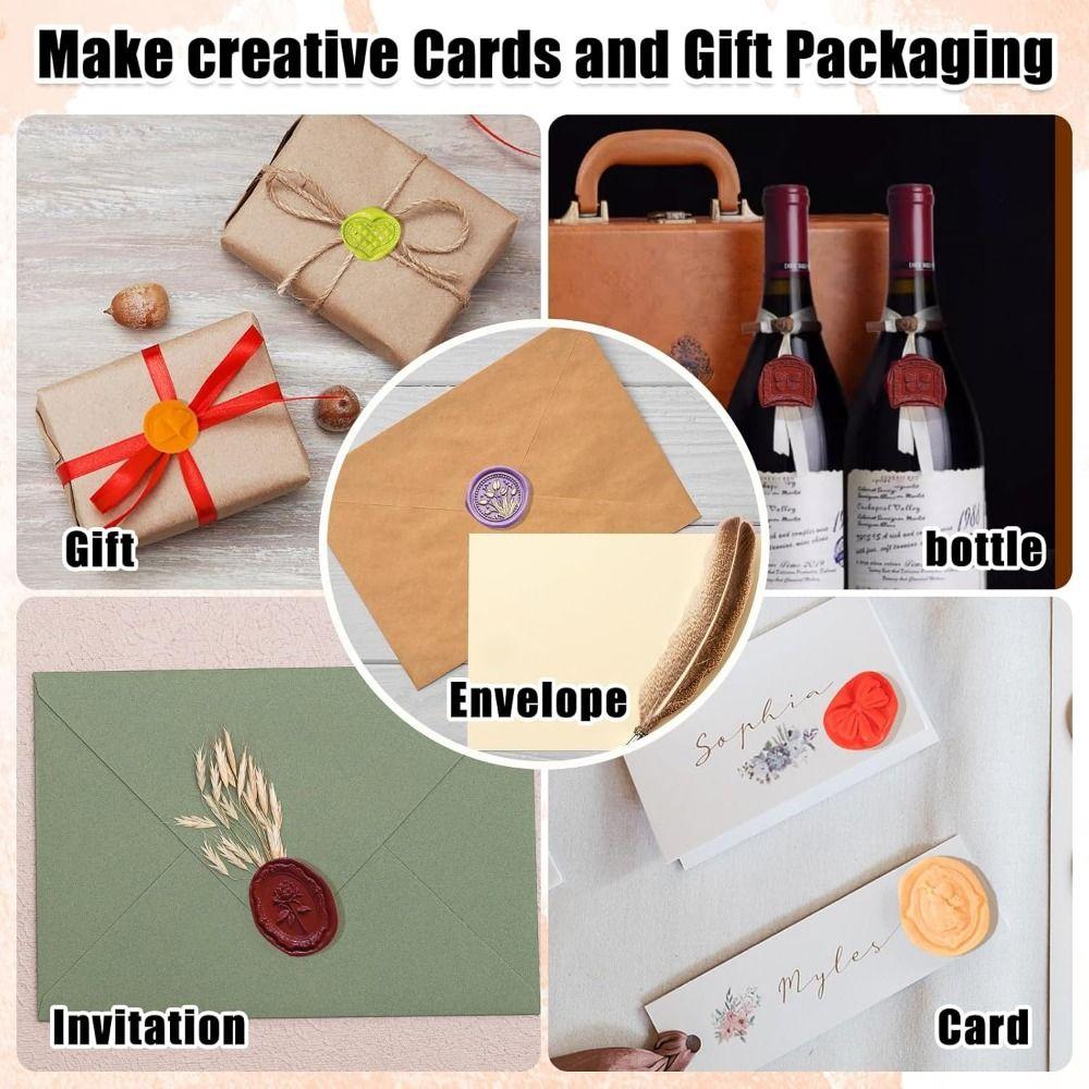 8/10/12Pcs Retro Wax Seal Stamp Head Kit Multishape Enamelled Seal Heads Gift Packing