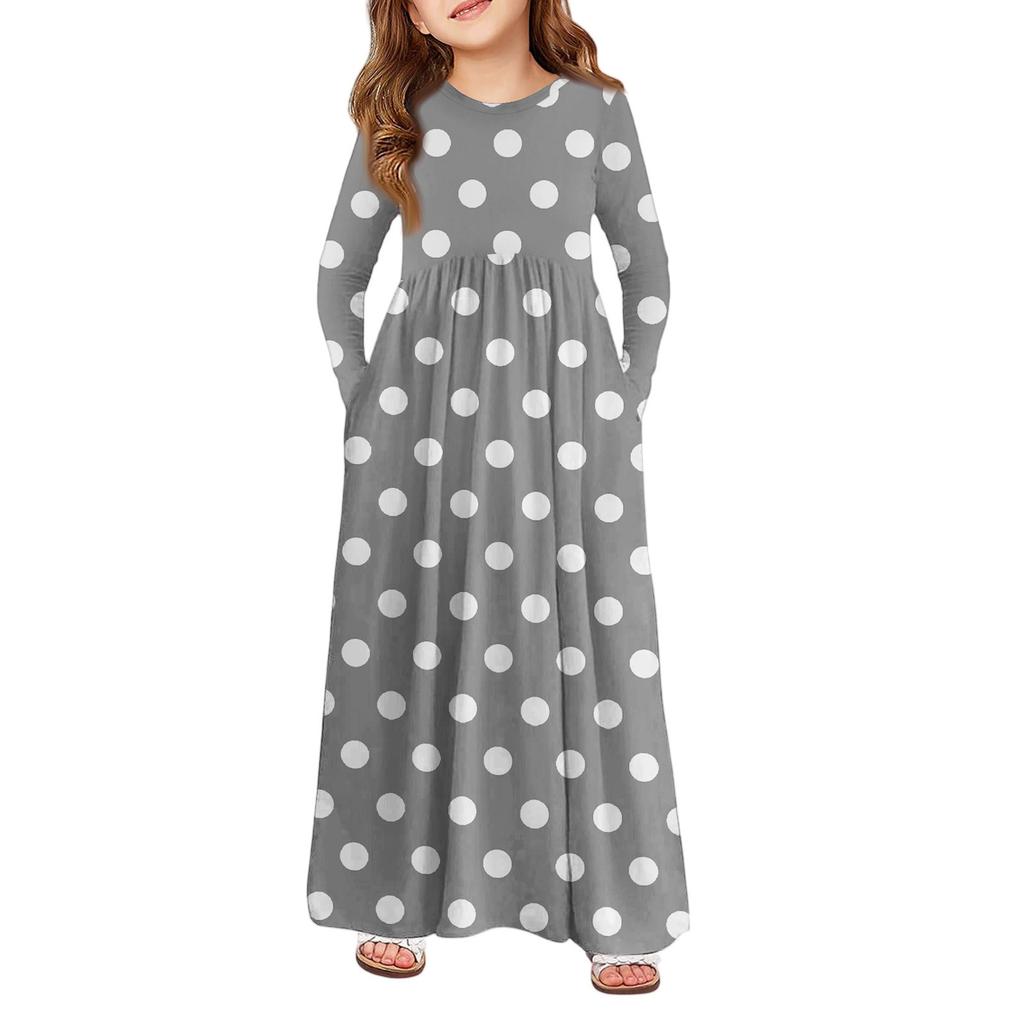 Girls' Maxi Dress - Long Sleeve Pocket Dress
