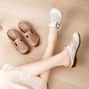 Fashion GKTINOO Summer Women's Slippers Genuine Leather Mom Shoes Hollow Flat Heel Slippers For Women Retro Sandals Female Shoes