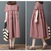 Loose Plus Size Women's Fashion Style Casual Medium Long Short Sleeve Dress