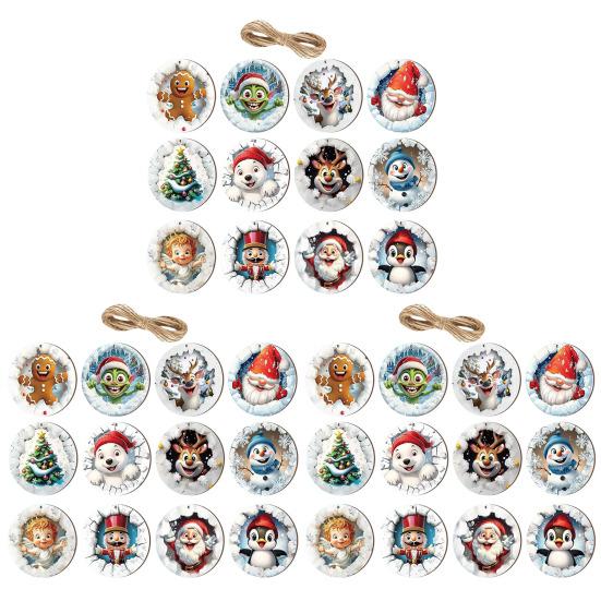 Рождественские деревянные украшения Милый снеговик Санта Олень Пингвин Украшение для рождественской елки