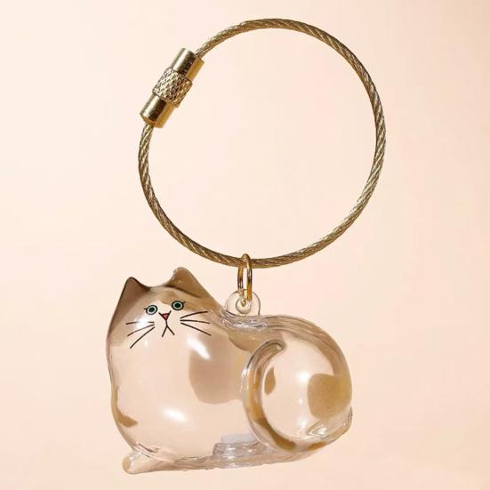 3Pcs Cat Hair Storage Box Keychain Transparent Acrylic Dog Hair Memorial Bottle Pet Hair Collector Container Key Ring Pet Owner Keepsake Gift