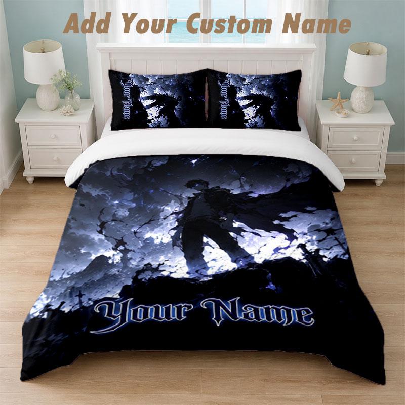 Bedding Set 1 Duvet Cover 2 Pillowcases Solo Leveling Print Soft Bed Linen Bedroom Decor