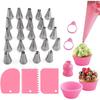 35pcs Piping Nozzle Set, Cake Accessories with Nozzle Set, Reusable Silicone Nozzle for Cupcakes, Cake Decoration Tool Model Set