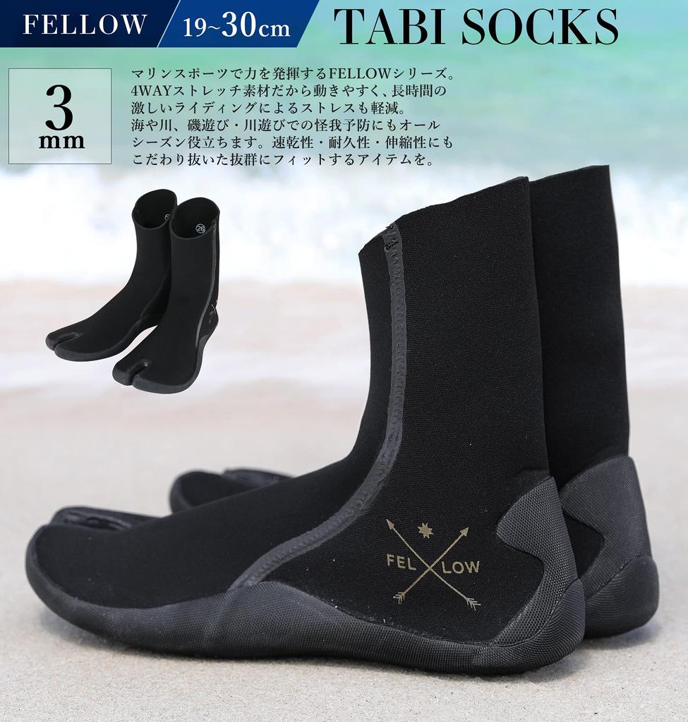 FELLOW Surf Boots ALL3mm Ninja Tabi Socks Ninja Tabi Водонепроницаемые серфовые японские стандартные гидрокостюмы для рифов Мужские Женские Черные 26 см