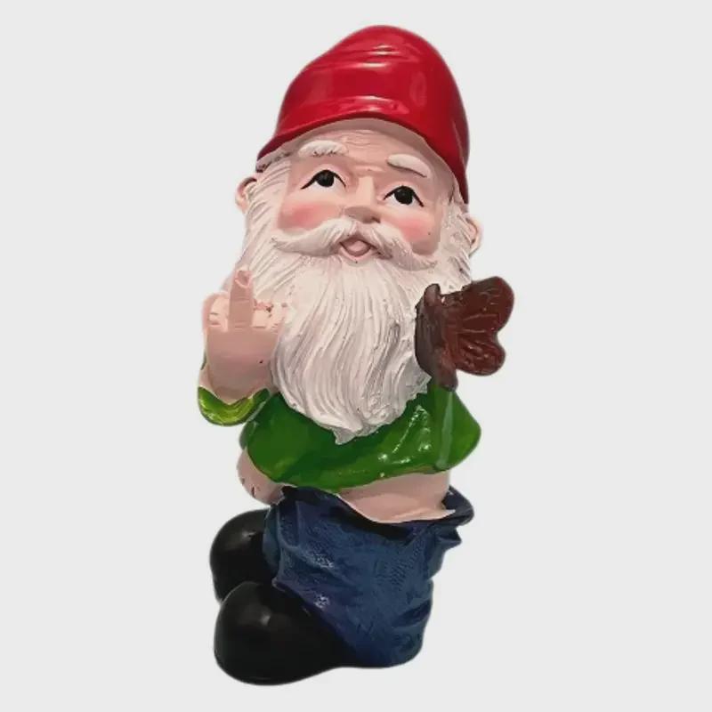 Рождественский садовый орнамент: Забавная статуэтка гнома из смолы с белой бородой