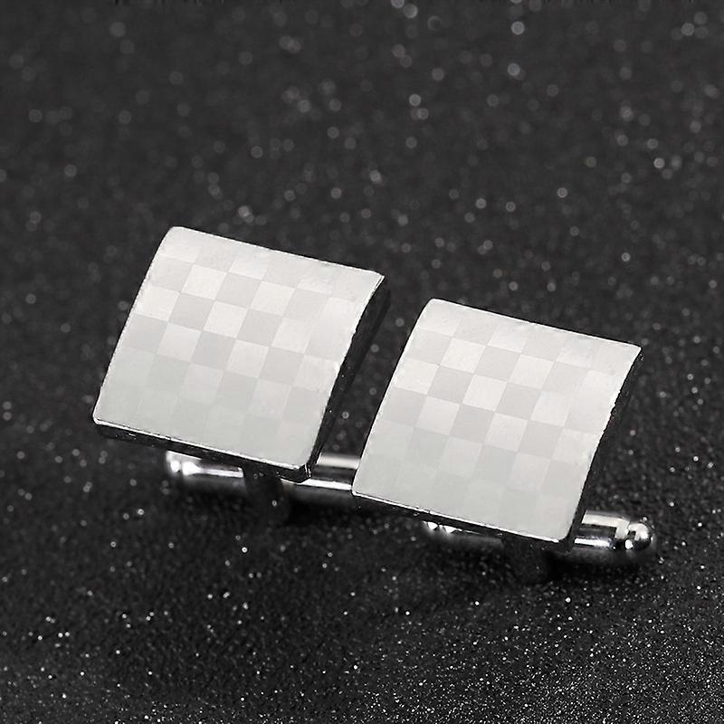 Accessories: Laser-engraved square checkered cufflinks, French-style shirt cuff studs, men's cufflinks B1211