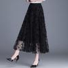 Korean Women Mesh Skirt Fashion Hook Flower Loose Midi Skirt Elegant Female Casual All Match Skirts Summer