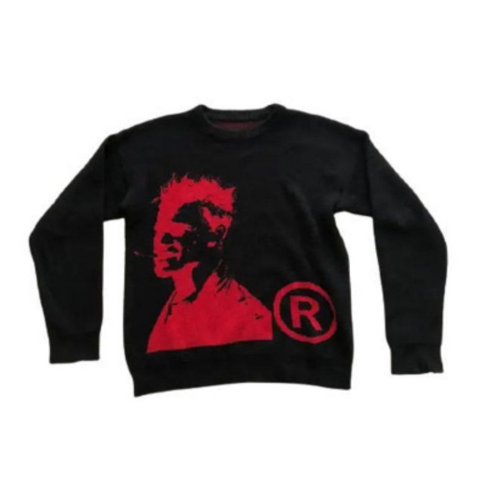 Y2K Harajuku свитер с длинным рукавом толстовка винтажная полоса вышивка Savage Color топы High Street Мужчины Женщины Slim Fit пуловеры