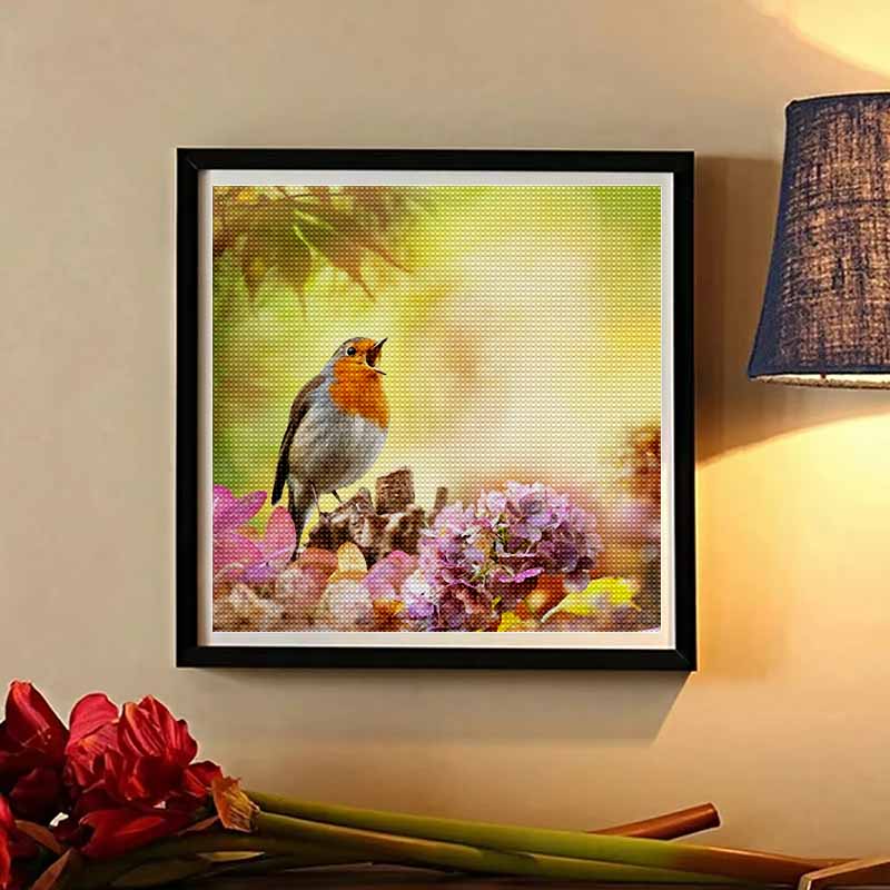 New Arrival 5D DIY Full Circle Diamond Painting "Birds Chirping" Embroidery Cross Stitch Home Decor Gift