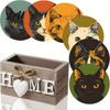 Retro Cat Pattern Coasters Wooden Coasters Table Mats Resistant Decorative Heat Non-slip Cup Home Decor Insulation for Hot Drinks And Desk