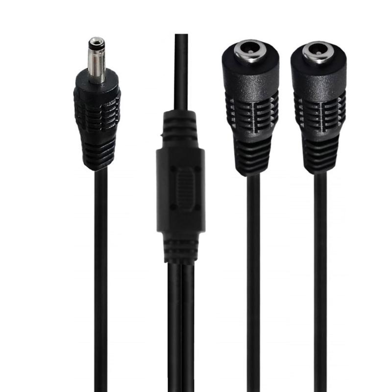 1 to 2 Way Power Splitter Cable 3.5mmx1.35mm 1 Male to 2 Female Adapter Cord for CCTV Camera LED Light Strips 35cm