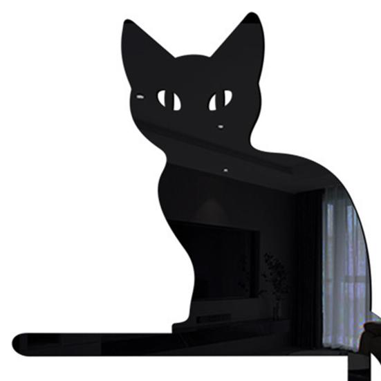Mirror Effect Wall Sticker Creative Non-fading Home Decoration Halloween 3D Cute Cat Door Frame