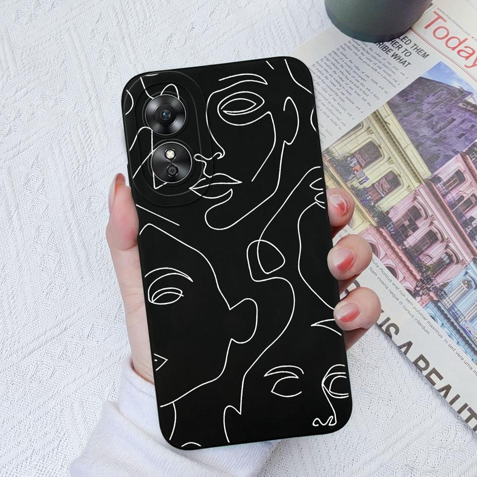 Чехол для телефона для OPPO A15 A16 A17 A33 A35 A36 A52 A57, противоударный жидкий силиконовый мягкий чехол из ТПУ, модные этикетки для OPPO A1 Pro 5G A58 Fundas Coque