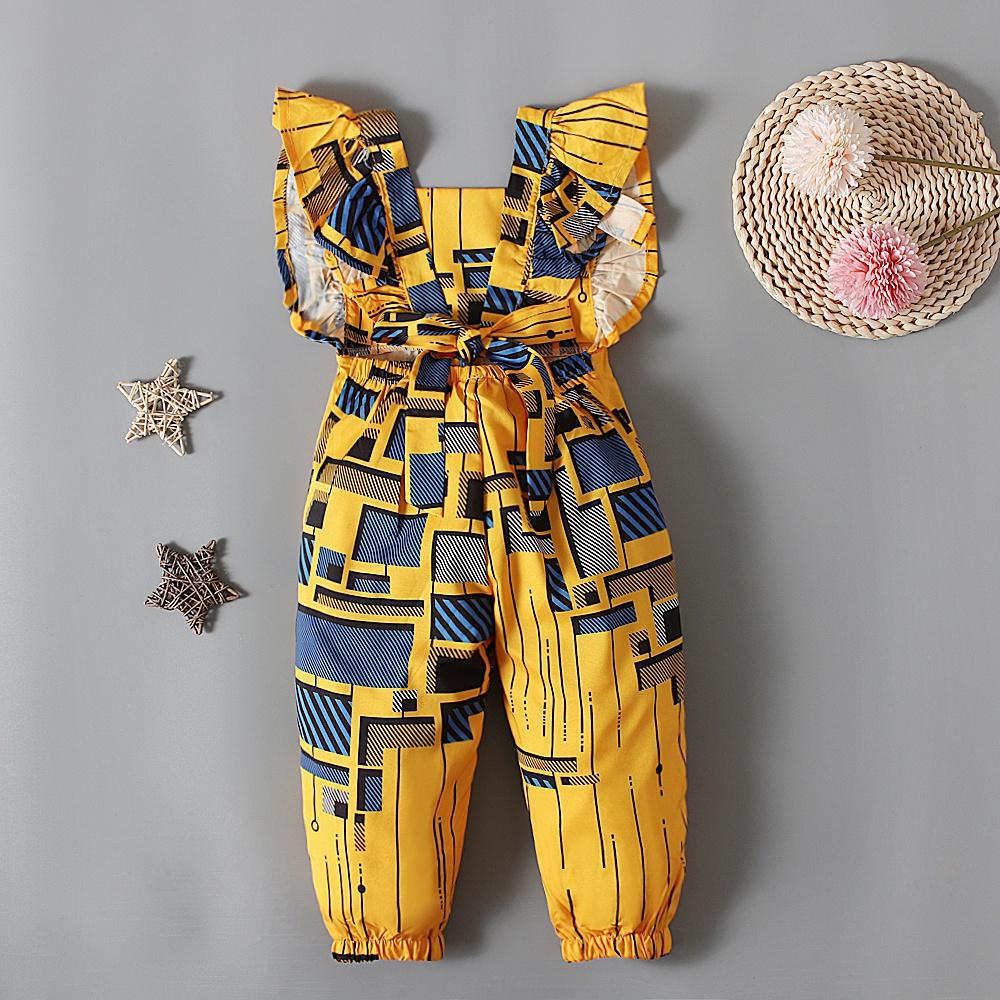 Одежда для маленьких девочек, комбинезон с рюшами и рукавами в африканском стиле бохо, одежда для детей 1-5 лет