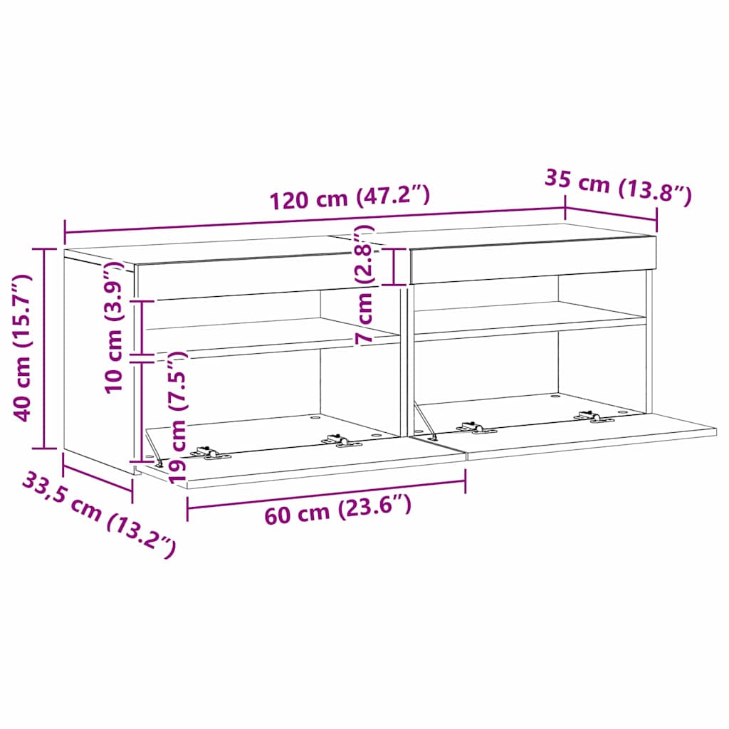 TV Cabinet with LED 2 pcs Black Oak Effect 60 x 35 x 40 cm