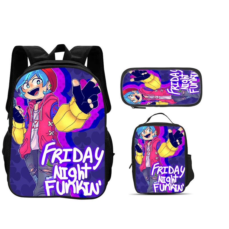 Friday Night Funkin Набор из 3 предметов Рюкзак Пенал Сумка-холодильник Прочный Модный Универсальный Мультяшный Школьник и Школьница День Рождения Лучший Подарок