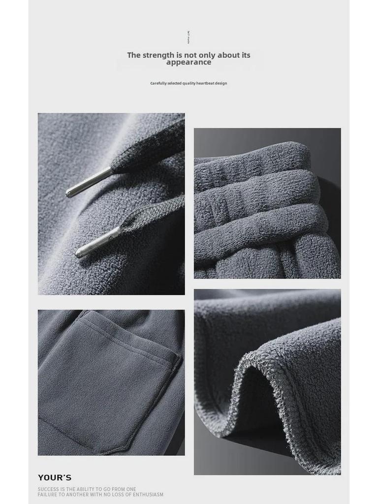 Спортивные брюки свободного кроя в стиле унисекс в стиле «американское ретро» — двухсторонний флис, повседневный вариант для осени и зимы.