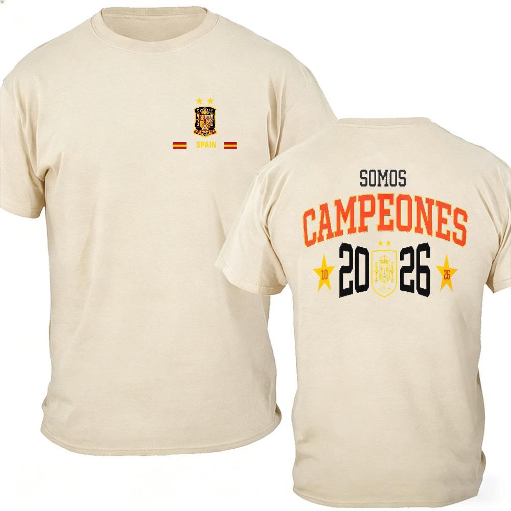 Camiseta España Futbol 2026 Espana Somos Campeones Dual Star Crest Graphic T-Shirt Spanish Football Cotton Shirt Gift Supporters