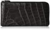Тонкий длинный кошелек из натуральной крокодиловой кожи с молнией и вставкой, черный [Yamochi], Г-образный (г-1333) г-1333-col-bk