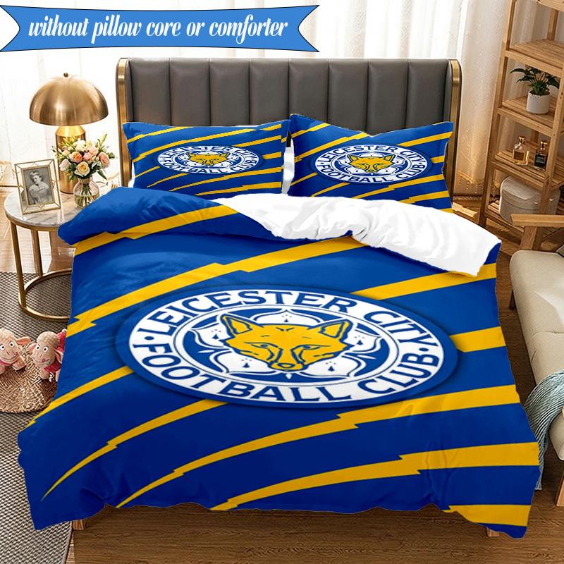 3PCS City Football Club Printed Soft Bedding Set,Including 1pc Duvet Cover And 2pcs Pillowcases Perfect for Bedroom, Dormitory, Fan gift