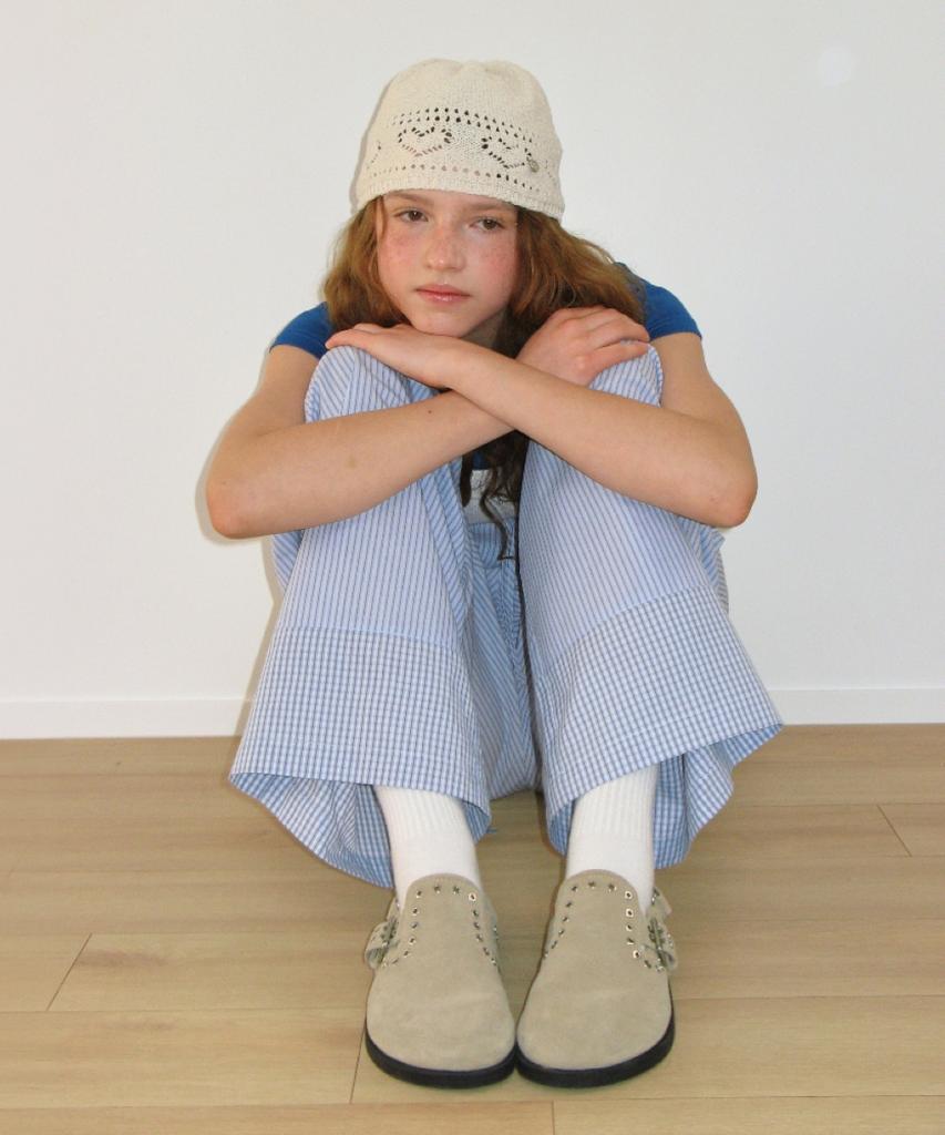 RONRON Stripe Check Panel Comfort Pants Soft Blue
