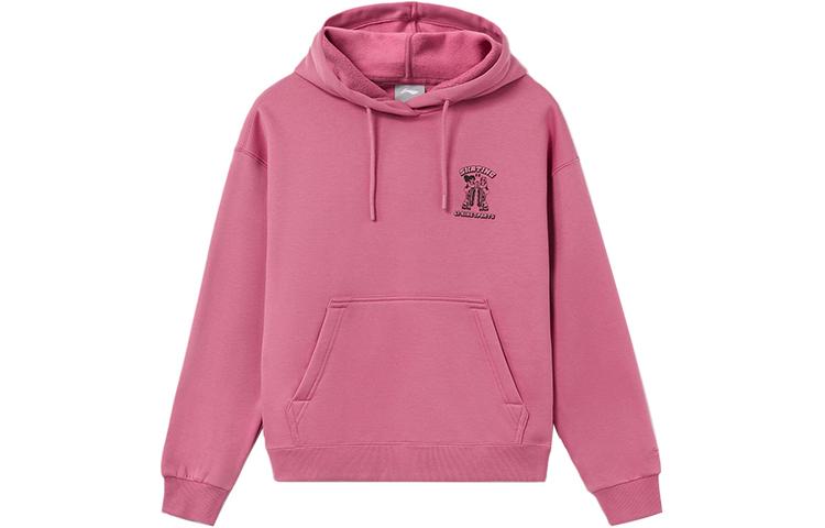 Li Ning Classic Collection, Fun Print Fleece Lined Thermal Loose Fit Hooded Pullover Sweatshirt Winter Women's AWDR682-2